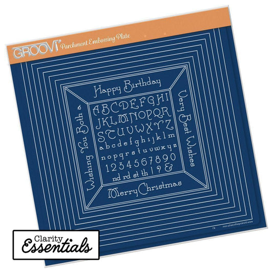 Nested Squares Extension & Alphabet Frame A4 Square Groovi Plate