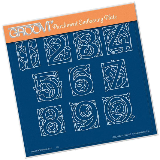 Large Celtic Illuminated Numbers A5 Square Groovi Plate