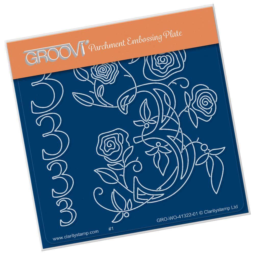 Floral Numbers - 3 A6 Square Groovi Plate