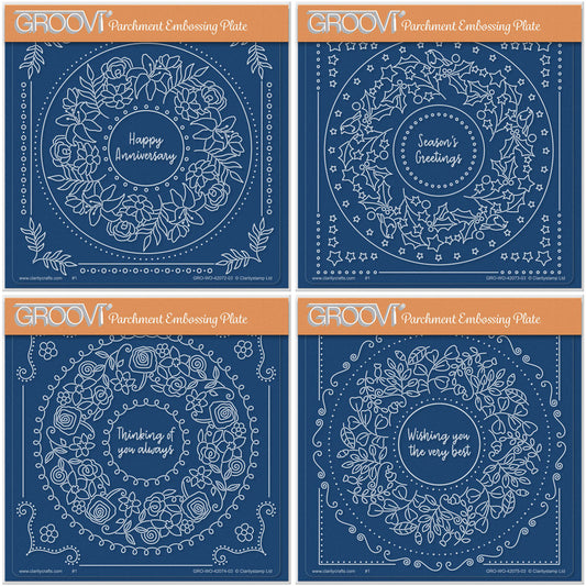 Delightful Round Floral Frames A5 Square Groovi Plate Collection