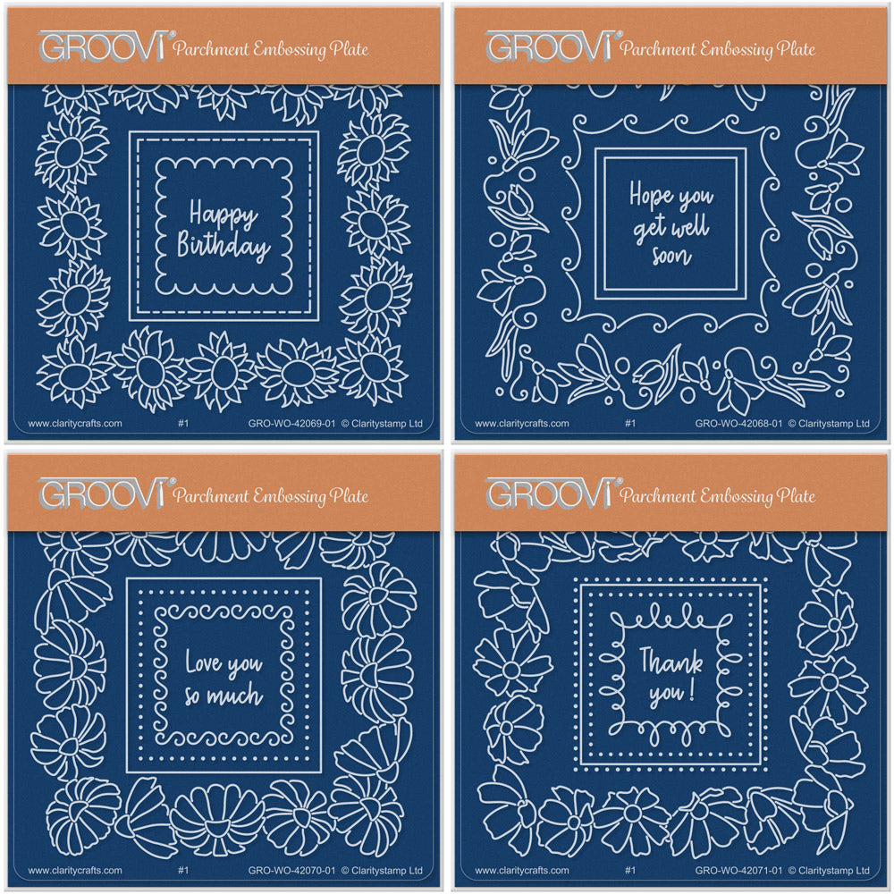 Delightful Square Floral Frames A6 Square Groovi Plate Collection