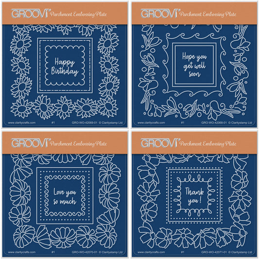 Delightful Square Floral Frames A6 Square Groovi Plate Collection