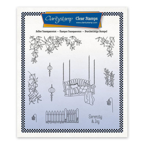 Linda's In the Garden - Garden Swing A5 Square Stamp & Mask Set