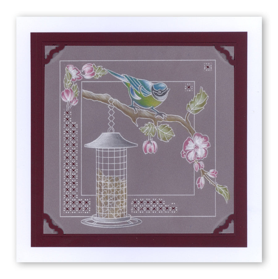 Small Garden Bird With Feeder A6 Square Groovi Baby Plate