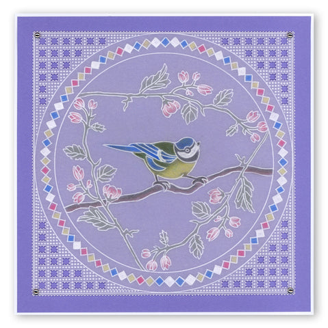 Small Garden Bird With Branch A6 Square Groovi Baby Plate