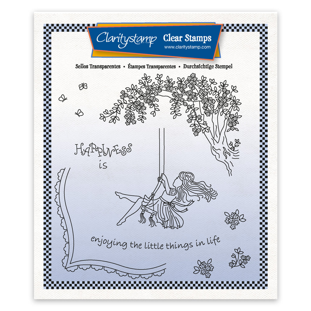 Linda's Children - Summer - Girl on a Swing A5 Square Stamp & Mask Set