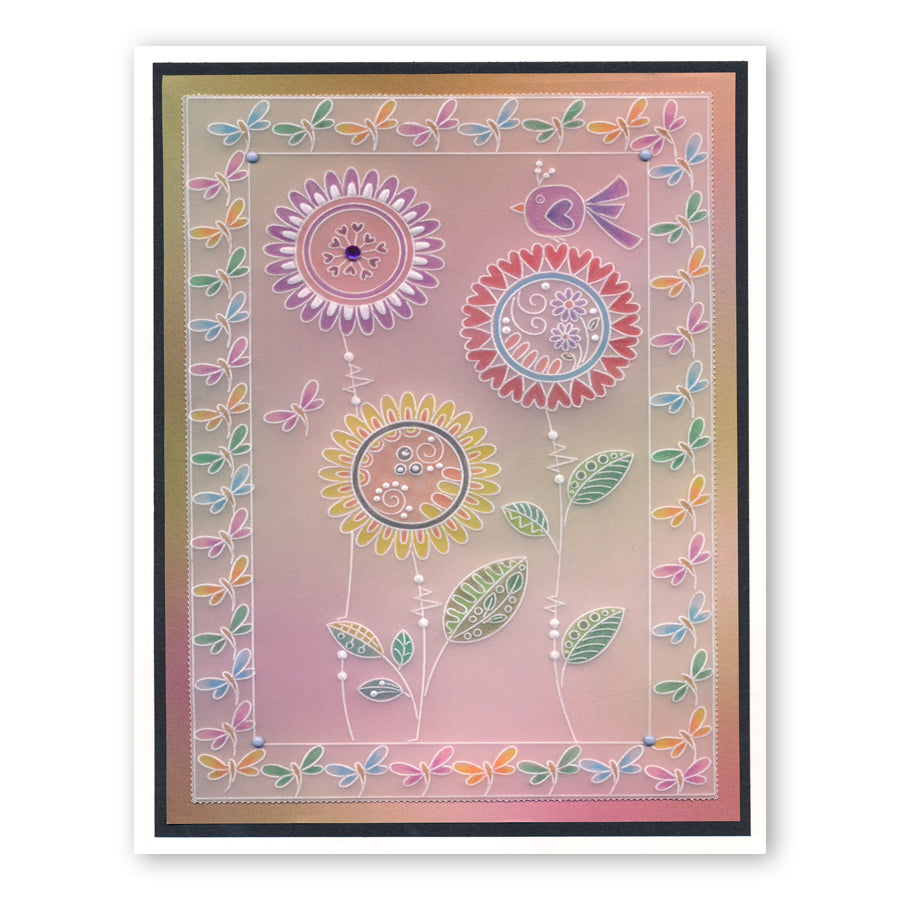 Tina's Doodle Flowers 2 A6 Groovi Plate