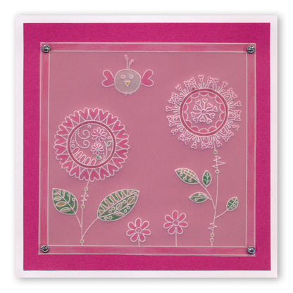 Tina's Doodle Flowers 1 A6 Groovi Plate