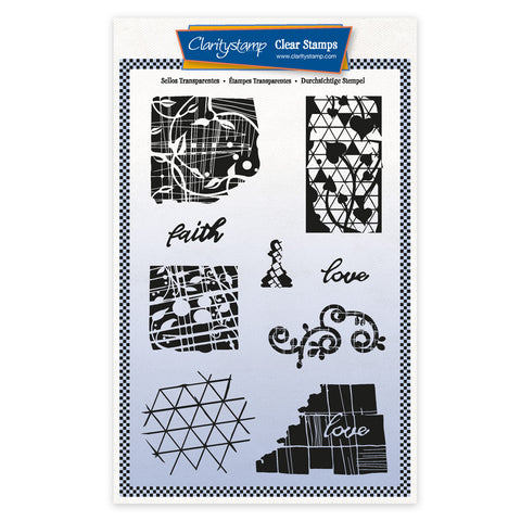 Grungy Grid & Patterns A5 Stamp Set