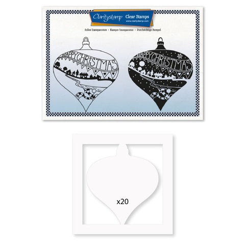 Barbara's Happy Christmas Bauble - Two Way Overlay A5 Stamp, Mask & Toppers Duo