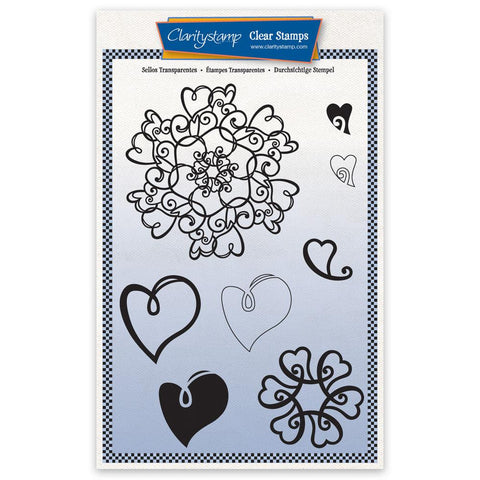 Barbara's Love Heart Doodle Round A5 Stamp Set