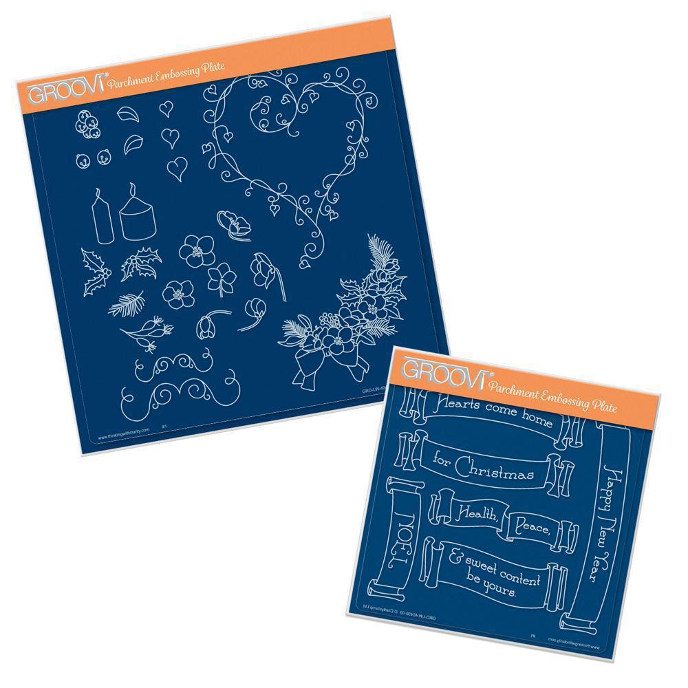 Linda's Hearty Wreath & Christmas Banners A4 Square & A5 Square Groovi Plate Duo