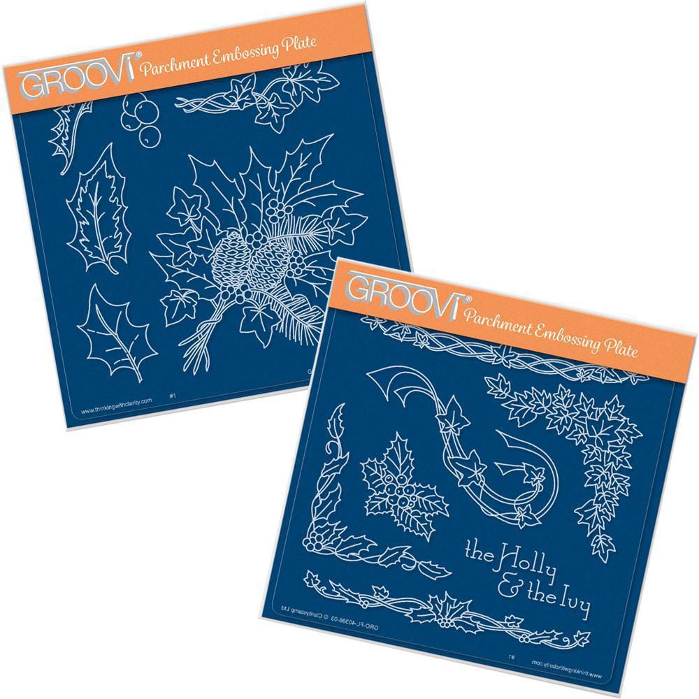 Jayne's Holly & Ivy A5 Square Groovi Plate Set