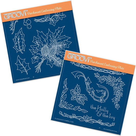 Jayne's Holly & Ivy A5 Square Groovi Plate Set