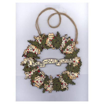 Holly Wreath 7" x 7" Stencil