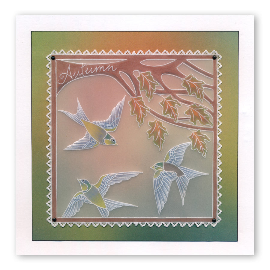 House Martins & Woodland Glade A5 Square Groovi Plate Set