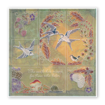 House Martins & Woodland Glade A5 Square Groovi Plate Set