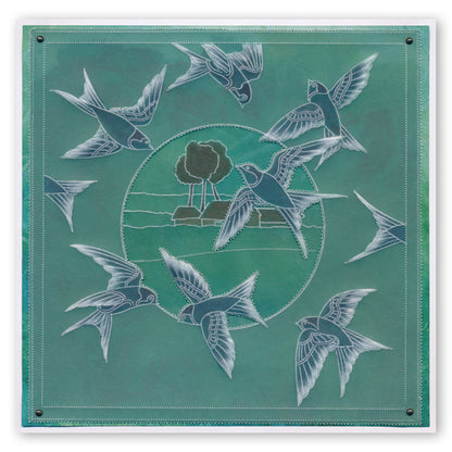House Martins & Woodland Glade A5 Square Groovi Plate Set