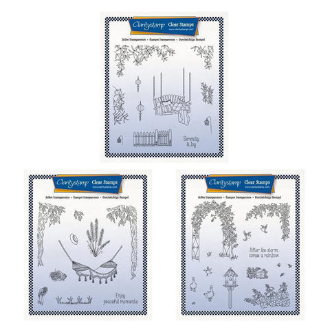 Linda's In the Garden - Set 3 A5 Square Stamp & Mask Trio