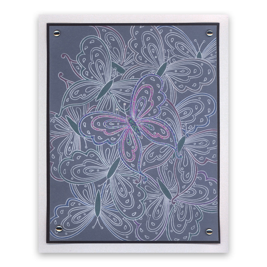 Jayne's Butterflies & Flourishes A5 Square Groovi Plate Set