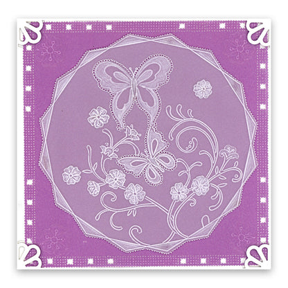 Jayne's Butterflies & Flourishes A5 Square Groovi Plate Set