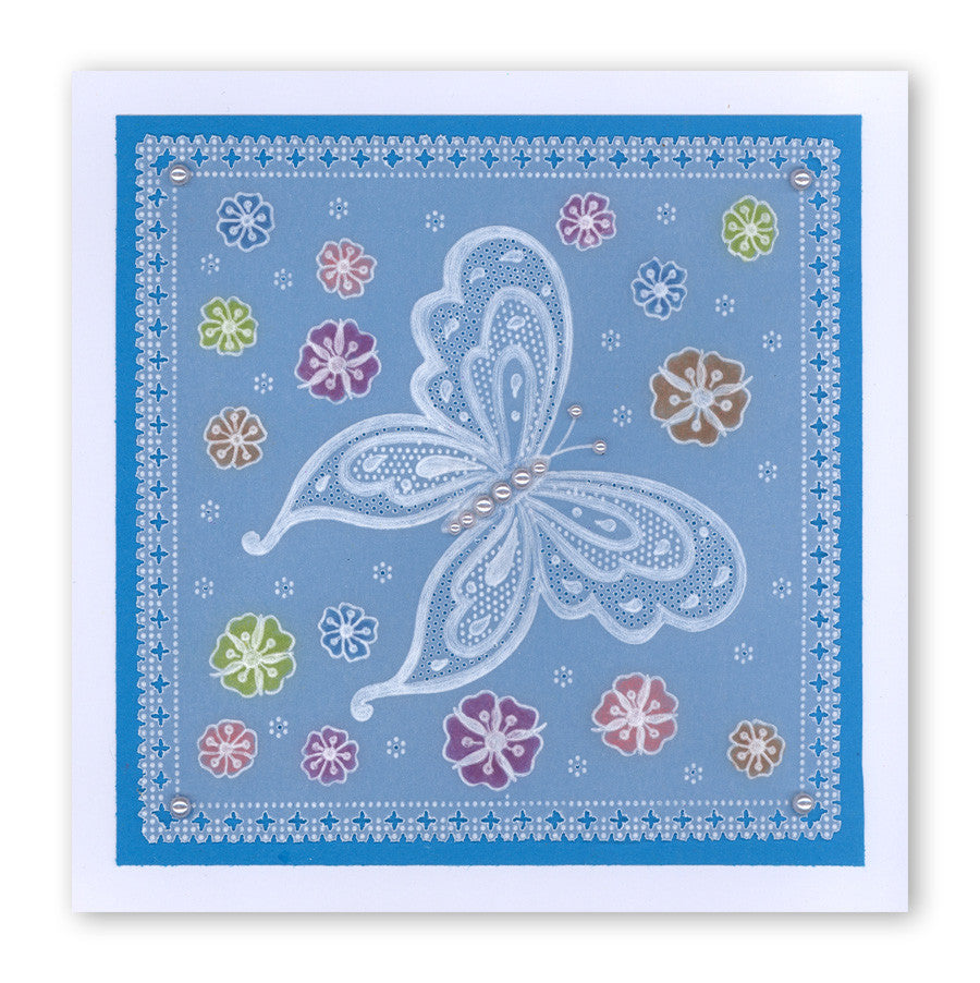 Jayne's Butterflies & Flourishes A5 Square Groovi Plate Set