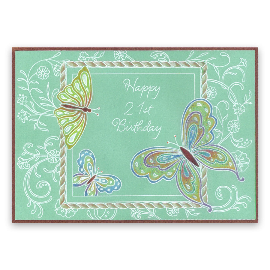 Jayne's Butterflies & Flourishes A5 Square Groovi Plate Set