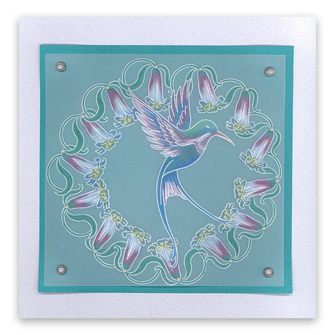 Jayne's Hummingbirds & Trumpet Lilies A5 Square Groovi Plate Set