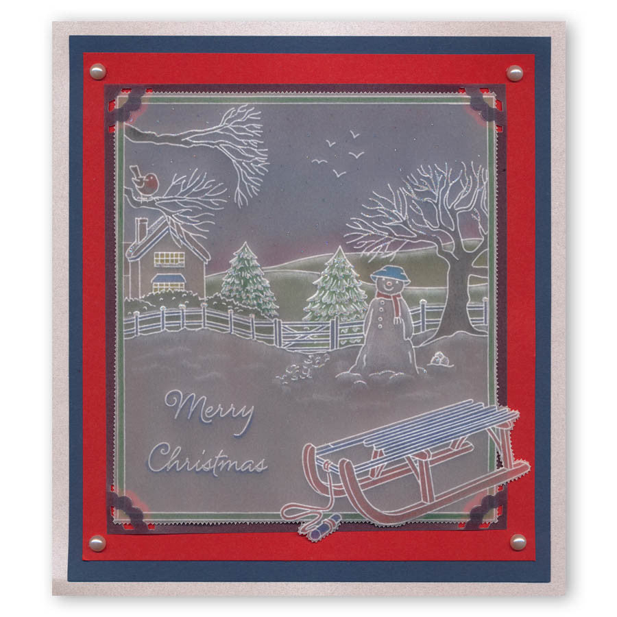 Jayne's Winter Scene - Sled A4 Square Groovi Plate