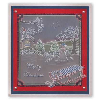 Jayne's Winter Scene - Sled A4 Square Groovi Plate