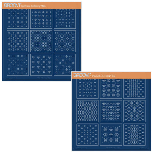 Josie's Diagonal & Straight Embossed Patterns 1 A4 Square Groovi Plate Duo