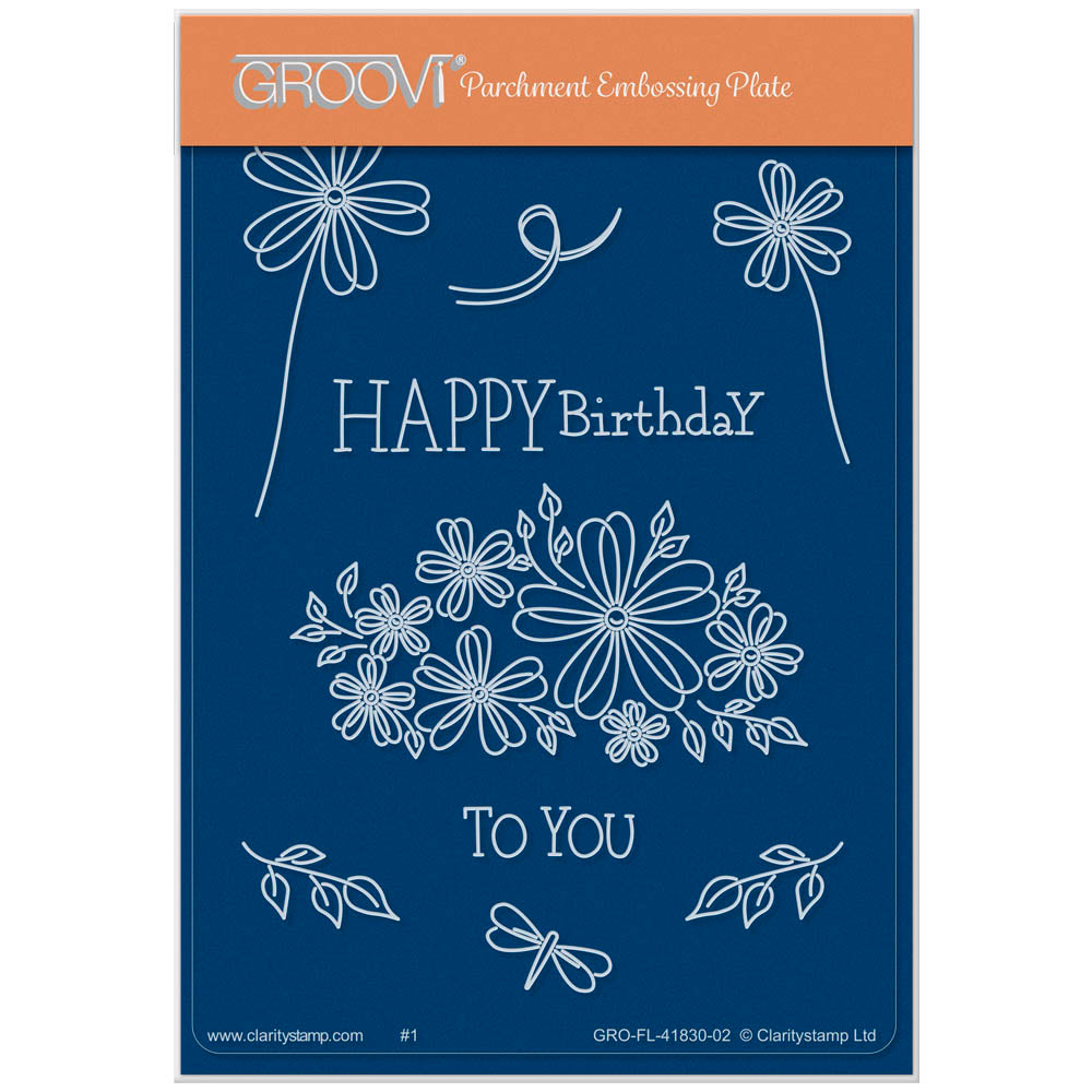 Tina's Springtime Flowers Happy Birthday A6 Groovi Plate