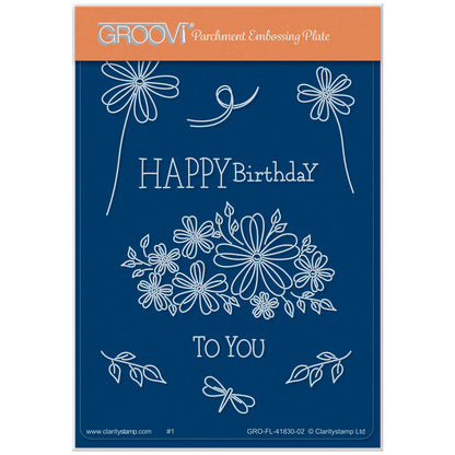 Tina's Springtime Flowers Happy Birthday A6 Groovi Plate