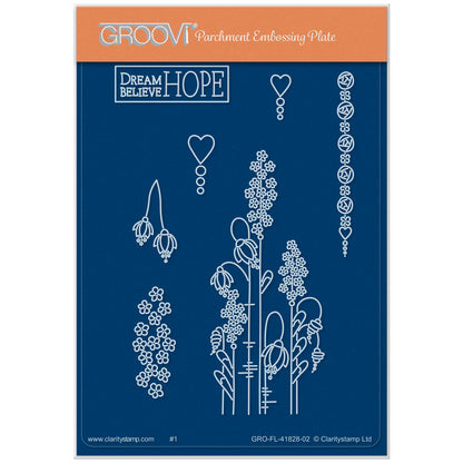 Tina's Springtime Flowers Dream, Believe, Hope A6 Groovi Plate