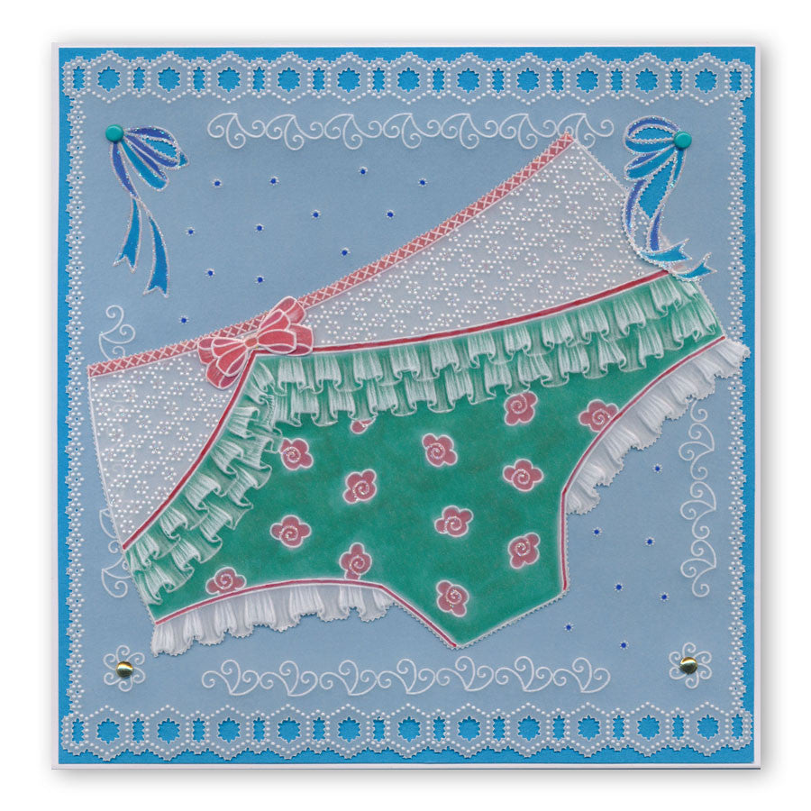 Oooh-La-La Knickers & Bra A4 Square Groovi Plate Set