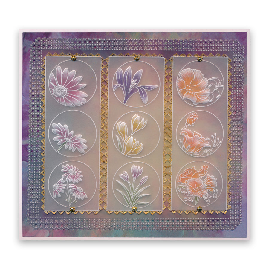 Linda's 123 - C Hydrangea, Crocus & Narcissus A4 Square Groovi Plate