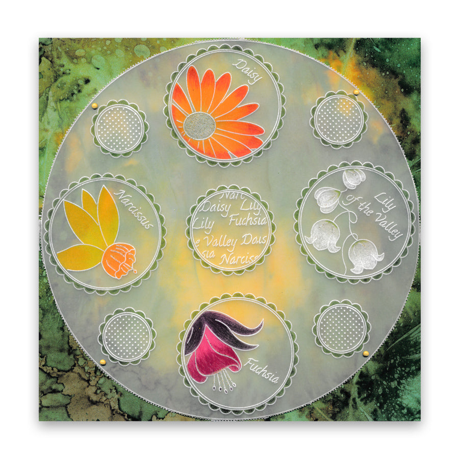 Linda's 123 - C Hydrangea, Crocus & Narcissus A4 Square Groovi Plate