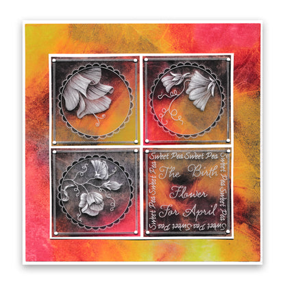 Linda's 123 - B Sweet Pea, Lisianthus & Lily A4 Square Groovi Plate