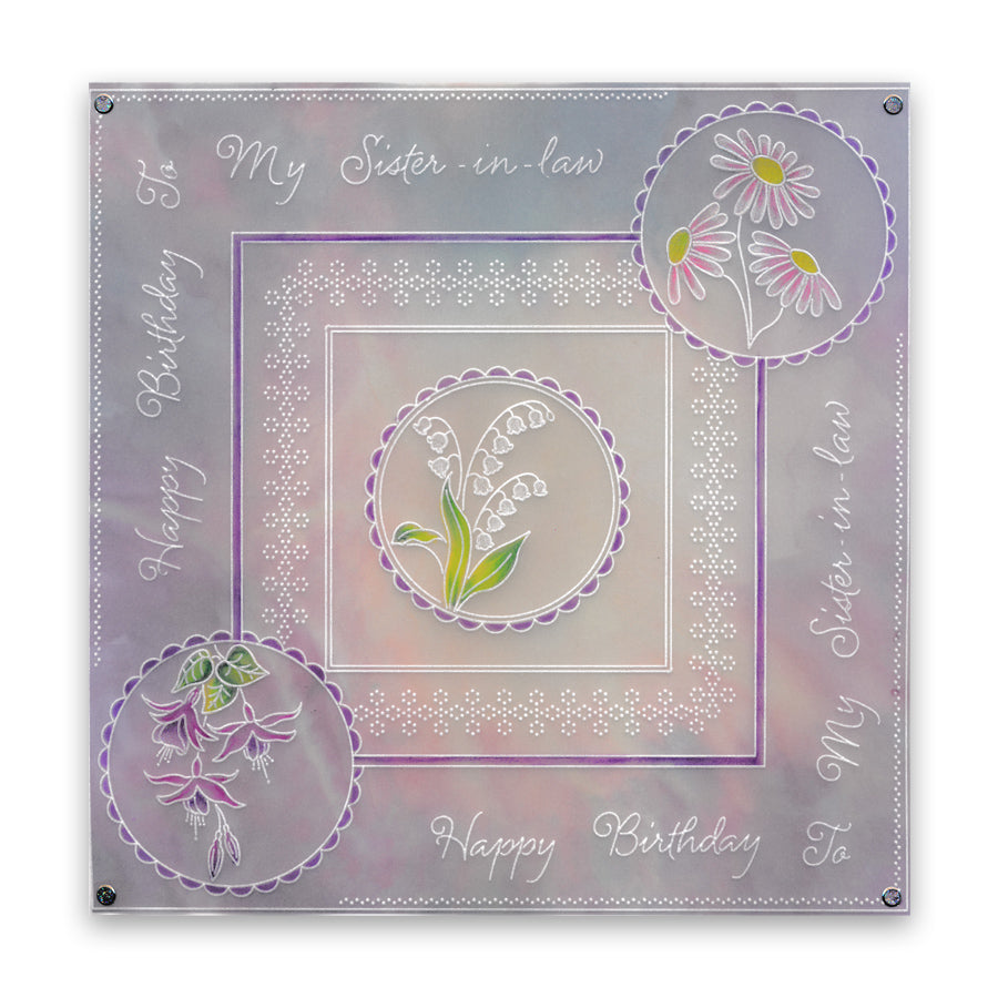 Linda's 123 Flowers - ABC Collection Daisy, Sweet Pea & Hydrangea A4 & A5 Square Groovi Plate Set