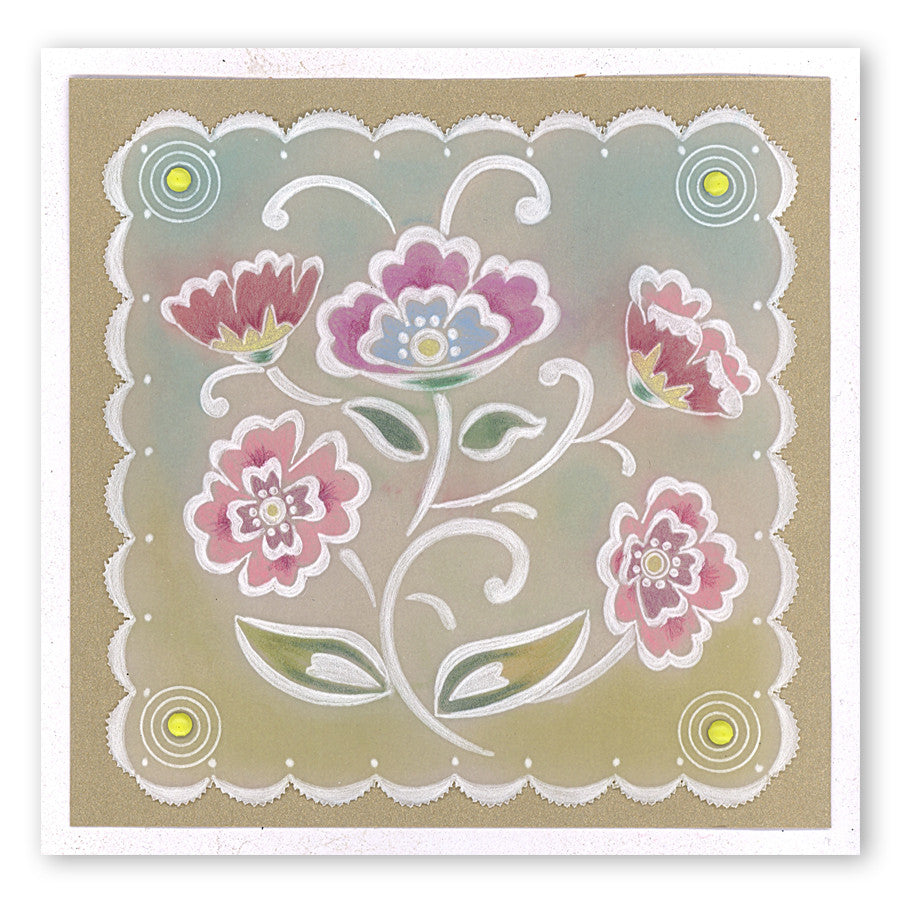 Lace Flowers & Netting A5 Square Groovi Plate Set