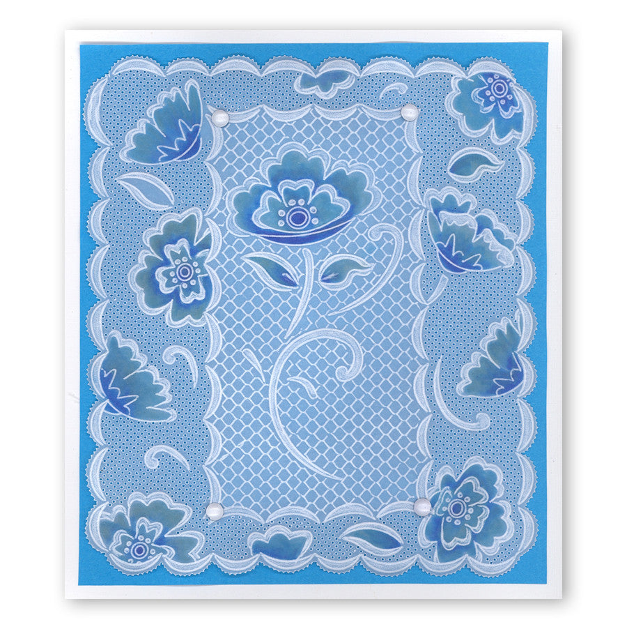 Lace Flowers & Netting A5 Square Groovi Plate Set