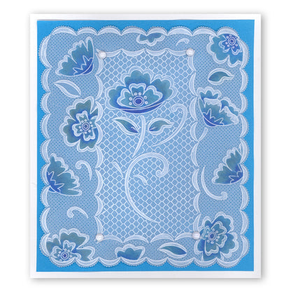 Lace Flowers & Netting A5 Square Groovi Plate Set