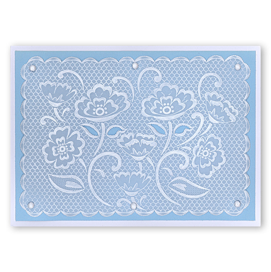 Lace Flowers & Netting A5 Square Groovi Plate Set