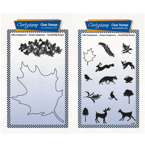 Leaf Outline & Countryside Miniatures A6 Stamp & Mask Duo