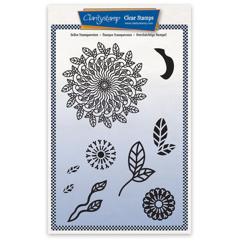 Barbara's Leafy Doodle Round A5 Stamp Set