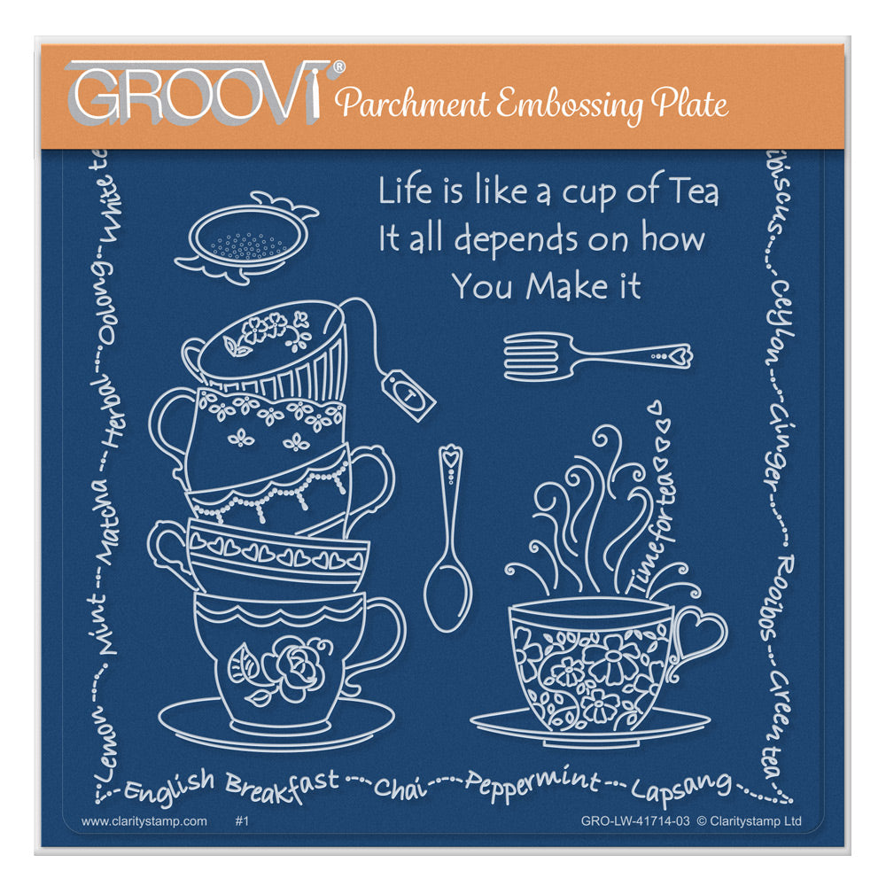Linda's Life is a Cup of Tea A5 Square Groovi Plate
