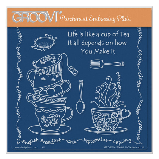 Linda's Life is a Cup of Tea A5 Square Groovi Plate
