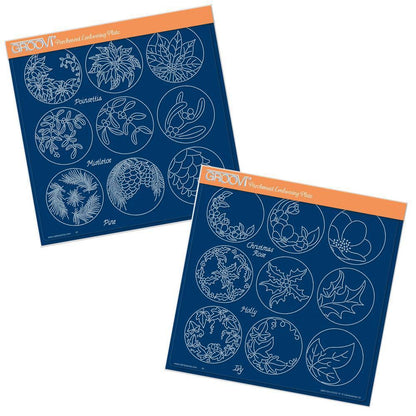 Linda's 123 Christmas - GH Poinsettia & Christmas Rose A4 Square Groovi Plate Set