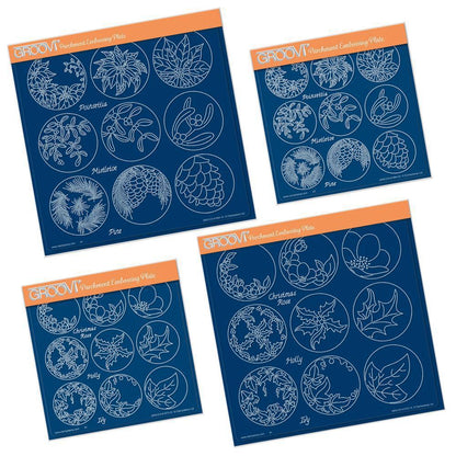 Linda's 123 Christmas - GH Collection Poinsettia & Christmas Rose A4 & A5 Square Groovi Plate Set