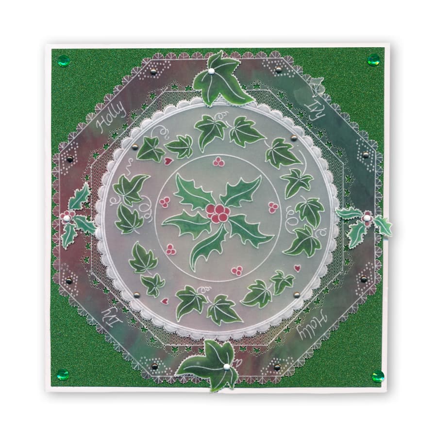 Linda's 123 Christmas - H Christmas Rose, Holly & Ivy A5 Square Groovi Plate